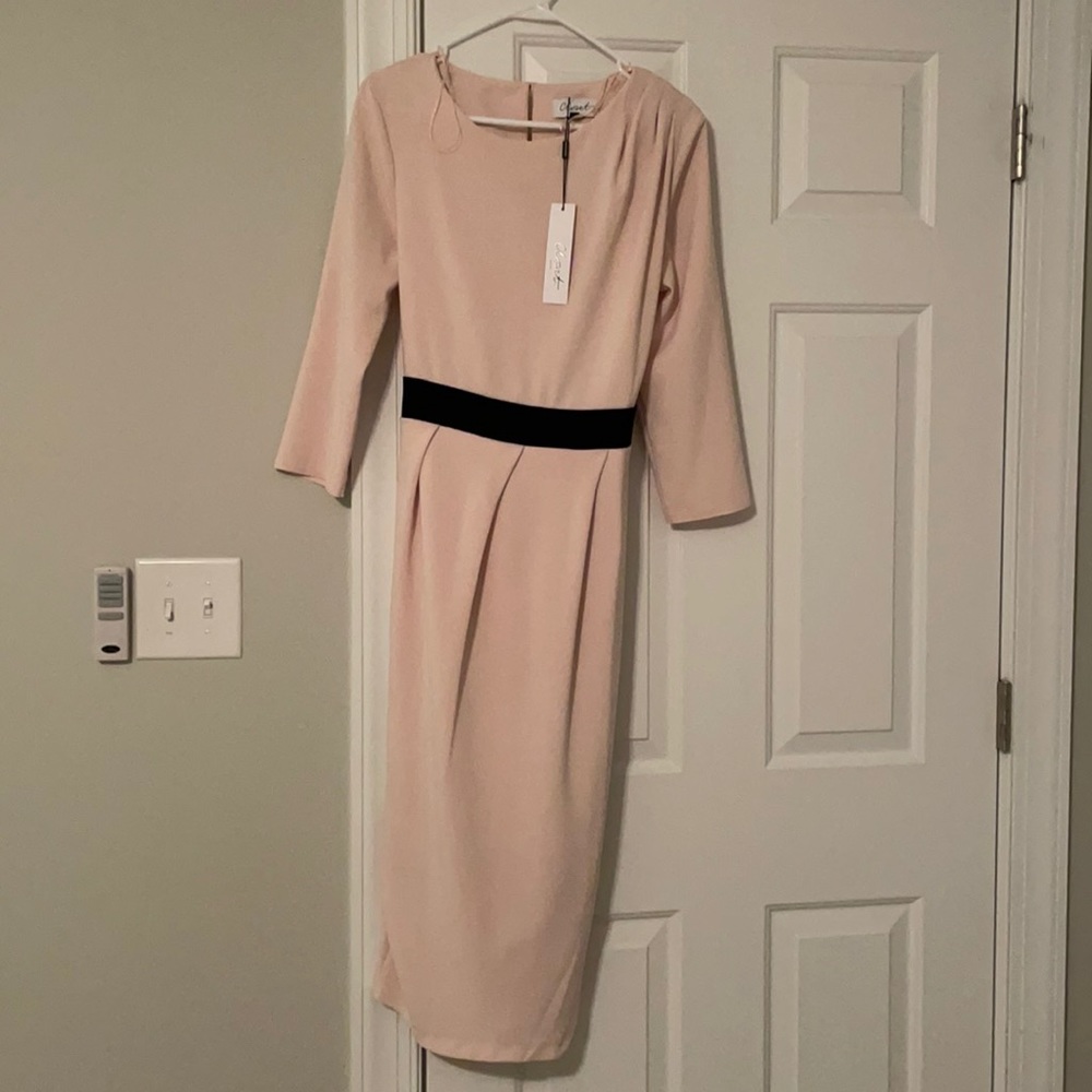 Pink dress with black sash